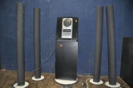 A BANG AND OLUFSEN BEOSOUND 3200 HI FI and stand with four Beolab 6000 Powerlink tower speakers