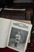 TWO BOXES OF ANTIQUARIAN BOOKS comprising six bound folios of the Illustrated London News from the