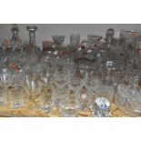 A QUANTITY OF CUT CRYSTAL AND OTHER GLASSWARE, approximately eighty to one hundred pieces, to