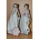 TWO LLADRO FIGURINES, comprising 'Afternoon Promenade' model number 7636 and 'Basket of Love'