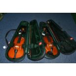 TWO CASED STENTOR STUDENT ST CHILD'S VIOLINS AND BOWS, one 45.5cm overall length, the other 43cm