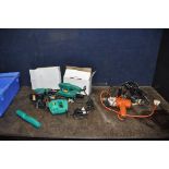 A TRAY CONTAINING MOSTLY DP POWER TOOLS including a Jigsaw, a 7.2v cordless drill with one battery
