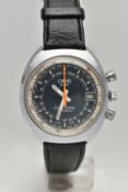A VINTAGE ORIS 'STAR' WRISTWATCH, dark blue dial with silver colour illuminious hourly applied