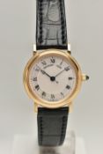 A BOXED YELLOW METAL AUTOMATIC BREGUET CLASSIQUE WRISTWATCH, mother of pearl Guilloche dial numbered