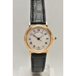 A BOXED YELLOW METAL AUTOMATIC BREGUET CLASSIQUE WRISTWATCH, mother of pearl Guilloche dial numbered