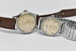 TWO GENTS 'HELVETIA' WRISTWATCHES, the first manual wind, round silver dial signed 'Helvetia',