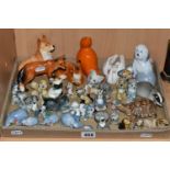 A GROUP OF ANIMAL FIGURINES AND WADE WHIMSIES, comprising two Wade Whimsies 'Happy Family' Hippos,