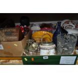 THREE BOXES OF MISCELLANEOUS SUNDRIES, to include an early 20th- century handmade ragdoll, a painted