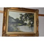 A 20TH CENTURY IMPRESSIONIST STYLE RIVER LANDSCAPE, 'Bradgate Park 1958' indistinctly signed