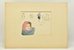 ATTRIBUTED TO JAMES McBEY ( 1883-1959) A PAGE FROM A SKETCHBOOK, depicting sketches of children,