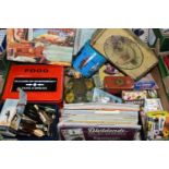 A QUANTITY OF MAINLY VINTAGE PACKAGING AND ADVERTISING EPHEMERA ETC., to include Victory V tin,