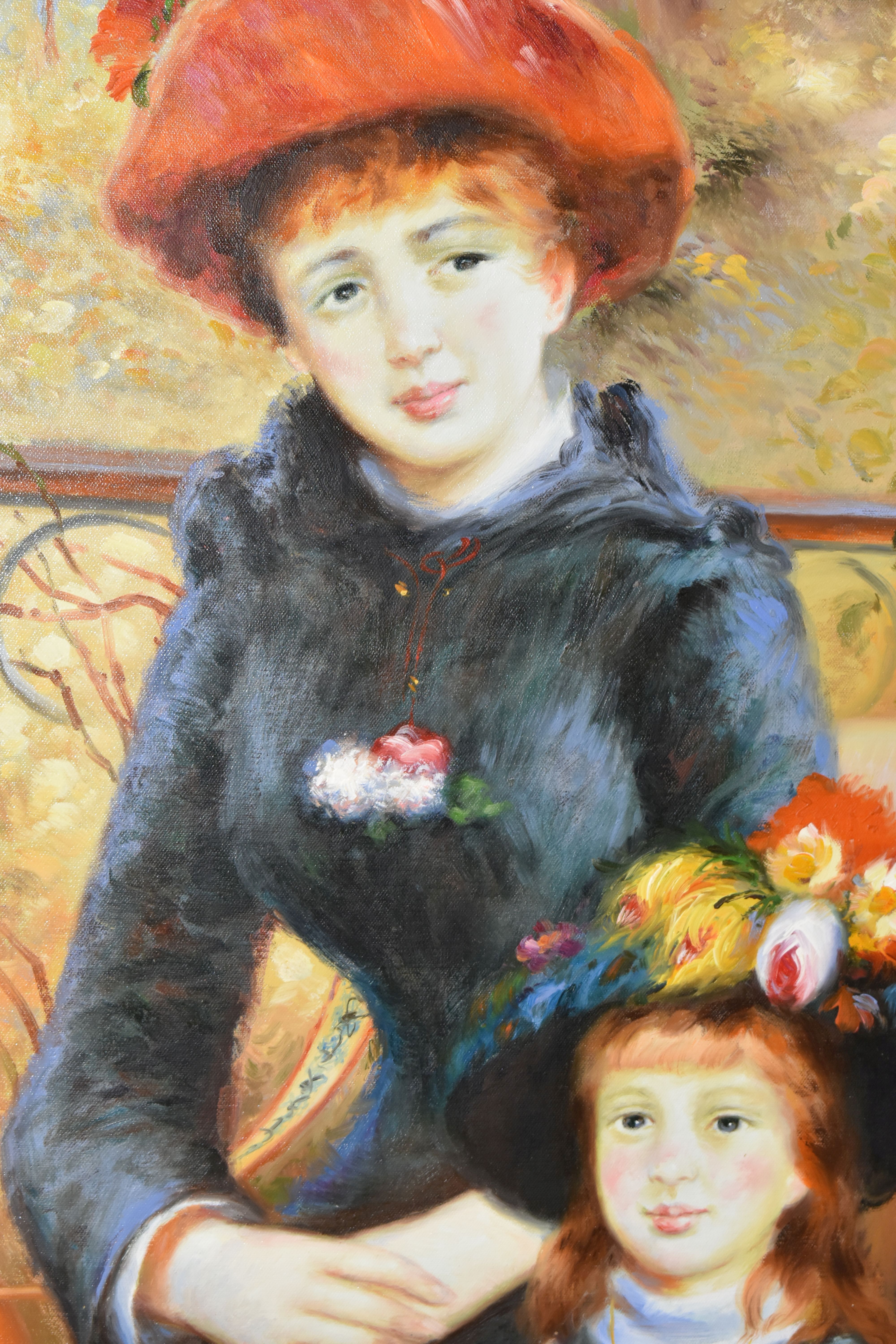 THREE 20TH CENTURY DECORATIVE OIL PAINTINGS, comprising a copy after Pierre Auguste Renoir 'Two - Image 2 of 9
