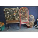 THREE LARGE BIRDCAGES, one rectangular in shape width 85cm x depth 55cm x height 147cm, the second