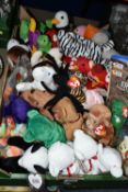 ONE BOX OF TY BEANIE BABY ANIMALS, approximately thirty five soft toys, all with swing tags, to