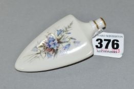 A LATE 19TH CENTURY ROYAL WORCESTER PERFUME BOTTLE, of shield form, hand painted with bluebells