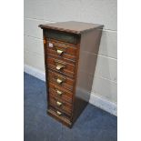 AN EARLY 20TH CENTURY WALNUT SIX DRAWER FILING CABINET, labelled The Shannon filing cabinet for