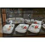 A QUANTITY OF MIDWINTER FASHION SHAPE 'ROSE MARIE' PATTERN TABLEWARE, comprising cake stands,