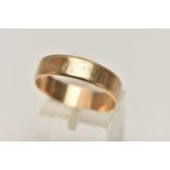 A WIDE 9CT GOLD BAND RING, approximate width 5.6mm, hallmarked 9ct Birmingham, ring size centre U,