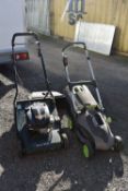 A G TECH CLM001 LAWNMOWER, with no battery, along with a Hayter Harrier 56 petrol lawnmower with