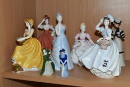 FIVE COALPORT LADIES OF FASHION AND THREE OTHERS, comprising a boxed 'Christina' , 'Joy', '