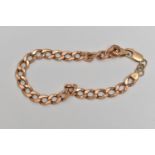 A 9CT GOLD CURB LINK CHAIN BRACELET, rose gold hollow curb link chain, fitted with a lobster
