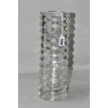 A TIFFANY & CO CUT CRYSTAL VASE, by Emil Brost, of cylindrical form with deep spiral cut decoration,