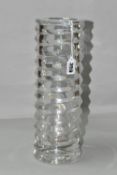 A TIFFANY & CO CUT CRYSTAL VASE, by Emil Brost, of cylindrical form with deep spiral cut decoration,