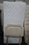 A SEALEY SINGLE DIVAN BED, MATTRESS AND HEADBOARD (condition report: -stain to one corner)