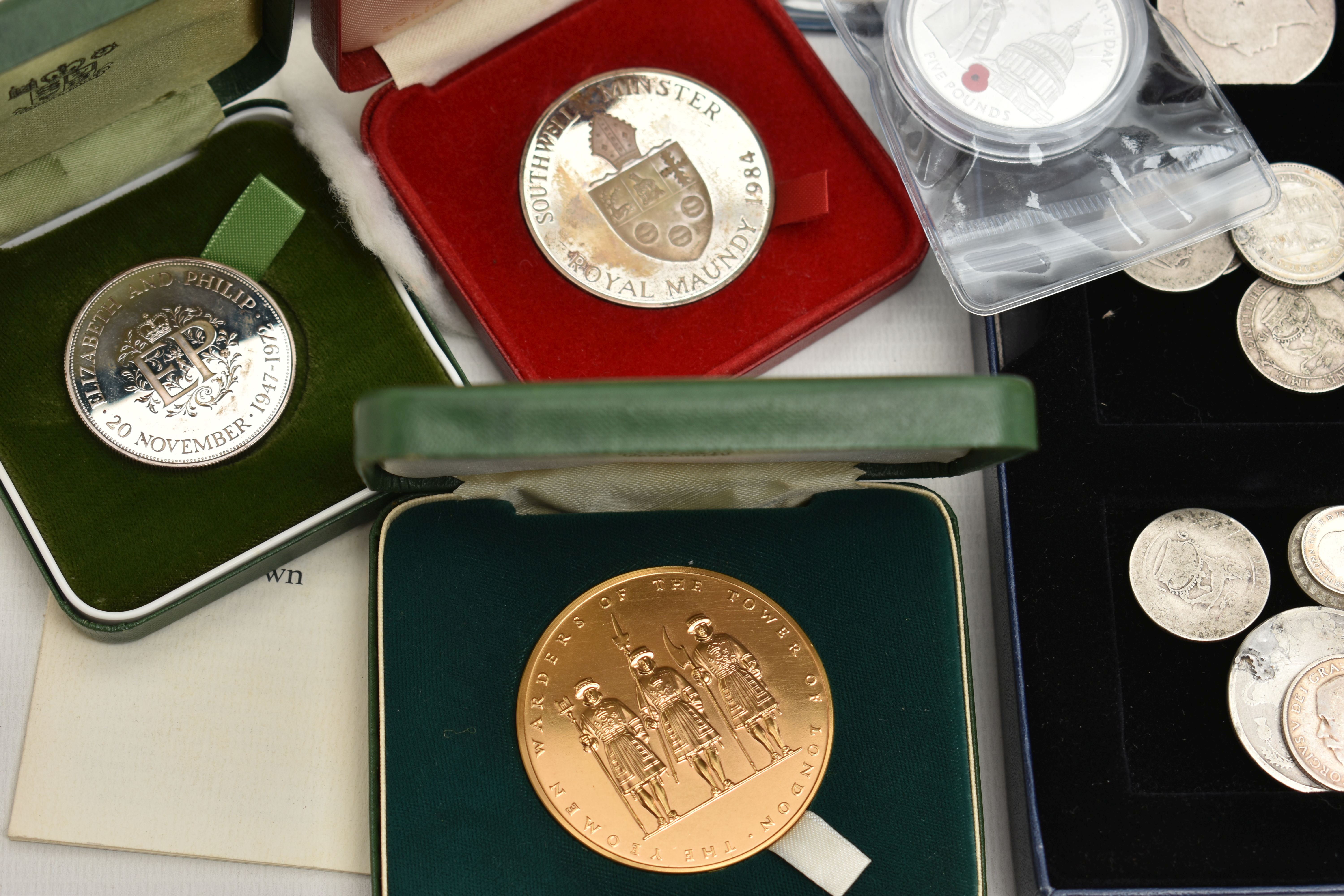 A CARDBOARD BOX CONTAINING MAINLY UK BOXED AND LOOSE SILVER COINAGE, to include a 2009 Gibraltar - Image 8 of 8