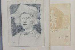 HERCULES BRABAZON BRABAZON (1821-1906) TWO SKETCHES, comprising a pencil sketch after Albrecht