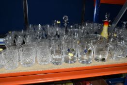 A GROUP OF CUT GLASSWARE, comprising a Chinese 'Snowflake' glass vase, a Caithness swirl vase (