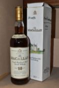THE MACALLAN 10 Year Old Single Highland Malt, (1980's bottling) 40% vol. 75cl. fill level mid-neck,