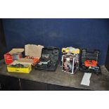 A SELECTION OF POWER TOOLS comprising of a Bosch PDA100 sander, a Black and Decker KR-650RE drill, a