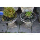 A PAIR OF COMPOSITE CAMPAGNA URNS, diameter 53cm x height 42cm (condition - one with a cracked