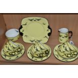 A TWENTY ONE PIECE ART DECO GRIMWADES ATLAS CHINA PART TEA SET IN 'SWALLOWS' PATTERN, decorated with