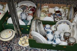 SEVEN BOXES OF ASSORTED TEA AND DINNERWARE, to include a Coronet Ware 'Nell Gwyn' five pieces
