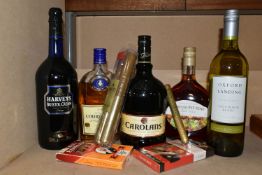 ALCOHOL & CIGARS, A collection comprising one 35cl bottle of Courvoisier VS Cognac (opened) one