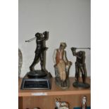 A LLADRO 'CONSTANT COMPANIONS' FIGURE AND TWO FIGURES OF GOLFERS, comprising Constant Companions