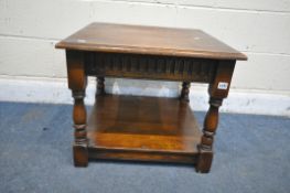 A 'FURNITURE VILLAGE BY ROYAL OAK BALMORAL' OAK OCCASIONAL TABLE, with an under tier, 61cm x