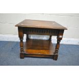 A 'FURNITURE VILLAGE BY ROYAL OAK BALMORAL' OAK OCCASIONAL TABLE, with an under tier, 61cm x