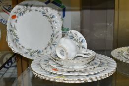 ROYAL ALBERT 'BRIGADOON' PATTERN TEA WARE, comprising seven dinner plates, two side plates (both