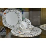 ROYAL ALBERT 'BRIGADOON' PATTERN TEA WARE, comprising seven dinner plates, two side plates (both