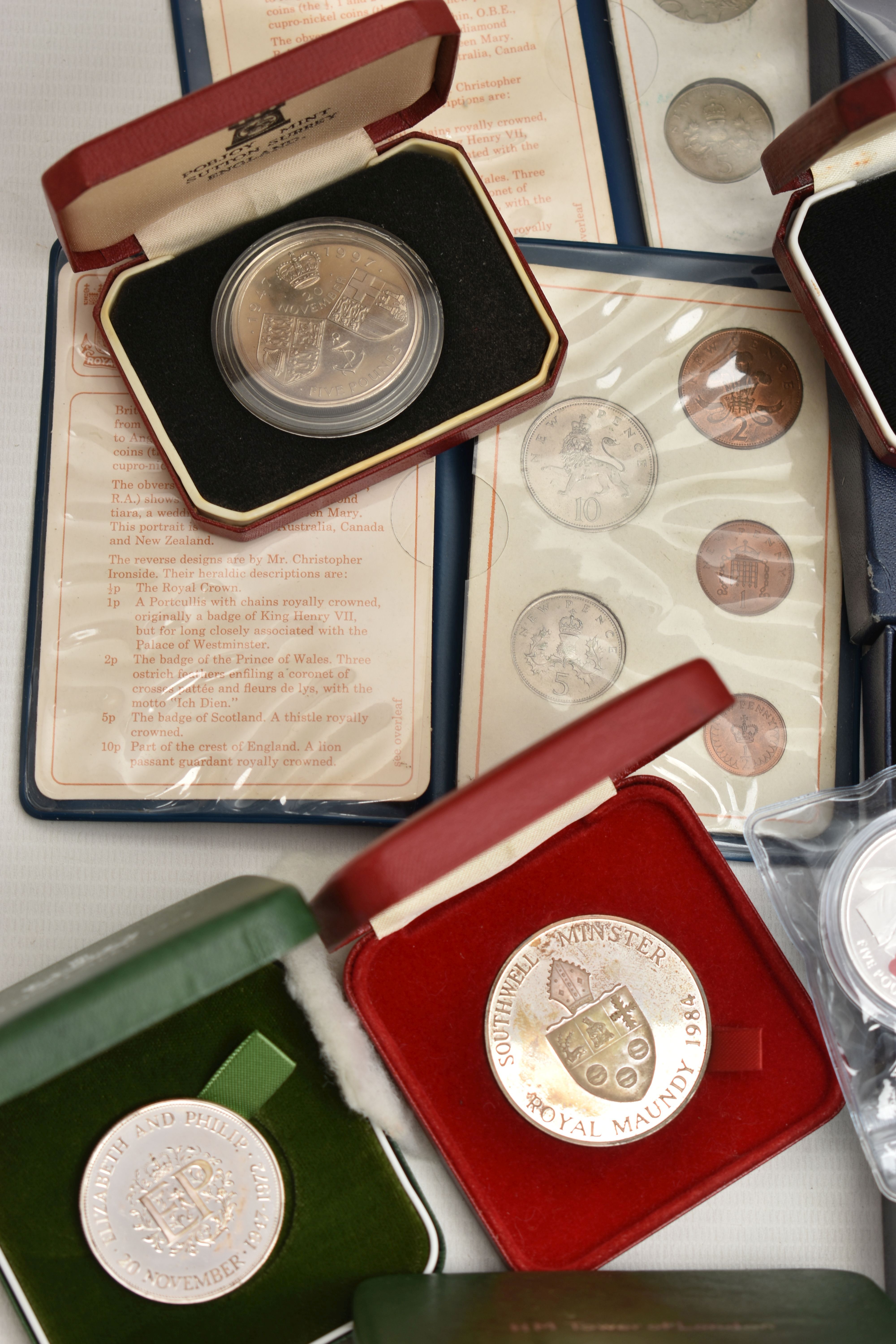 A CARDBOARD BOX CONTAINING MAINLY UK BOXED AND LOOSE SILVER COINAGE, to include a 2009 Gibraltar - Image 7 of 8