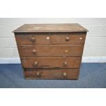 A 19TH CENTURY PAINTED PINE CHEST OF TWO SHORT OVER THREE LONG DRAWERS, width 91cm x depth 51cm x