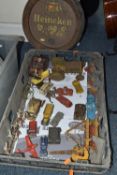 A QUANTITY OF UNBOXED AND ASSORTED PLAYWORN DIECAST AND TINPLATE VEHICLES, to include Mettoy