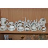 A COLLECTION OF W H GOSS CRESTED WARES, to include teacups and saucers, a tyg (sd) and small vases