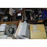 FOUR BOXES OF VINTAGE COMPUTER EQUIPMENT, to include an early model Toshiba T1200 laptop