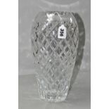 A CARTIER CUT CRYSTAL VASE, in the CTC3 pattern with diamond shaped and vertical cuts, of shouldered