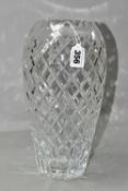 A CARTIER CUT CRYSTAL VASE, in the CTC3 pattern with diamond shaped and vertical cuts, of shouldered