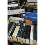 FOUR BOXES OF BOOKS, approximately seventy titles to include a three volume boxed set of 'The